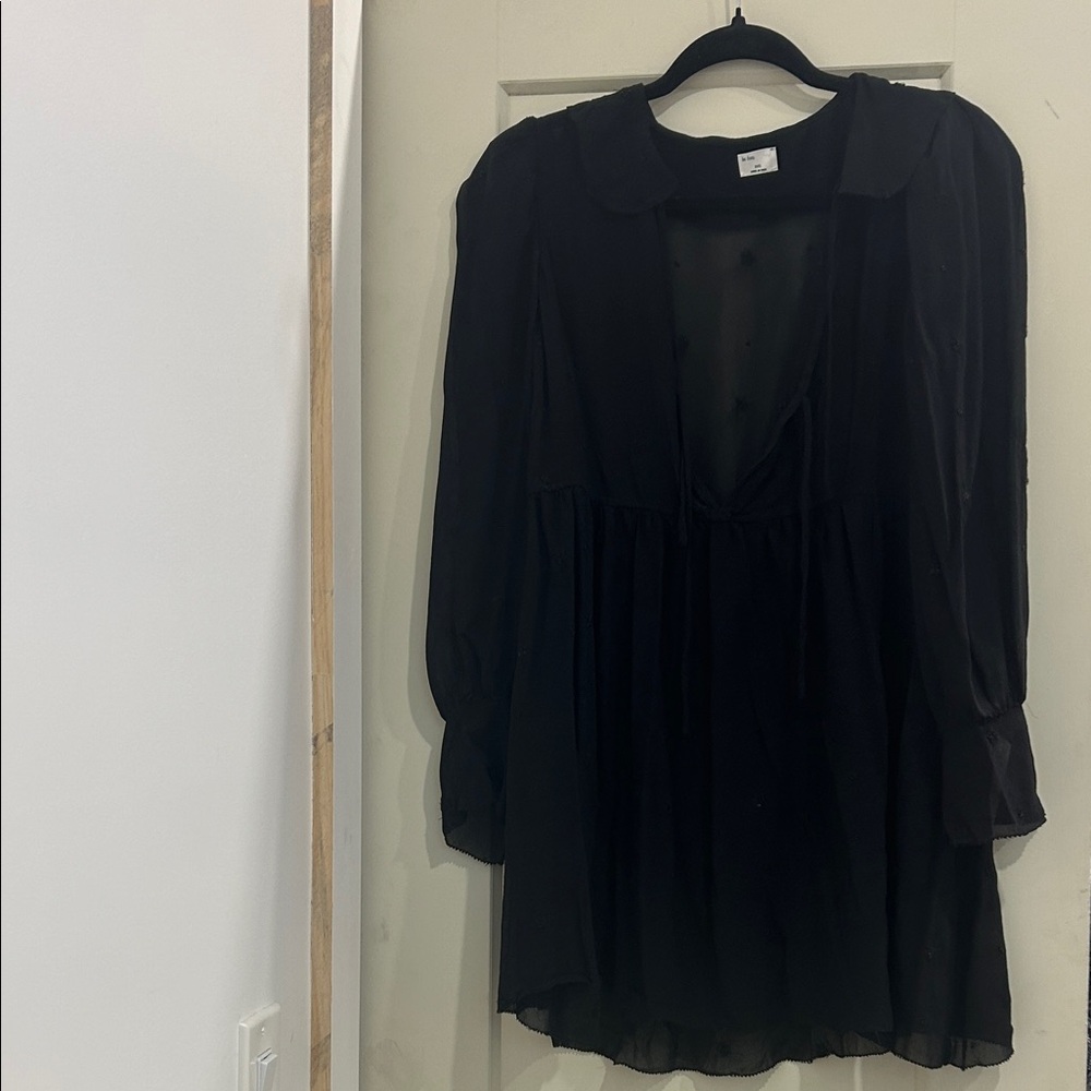 Black Sheer Long Sleeve Dress